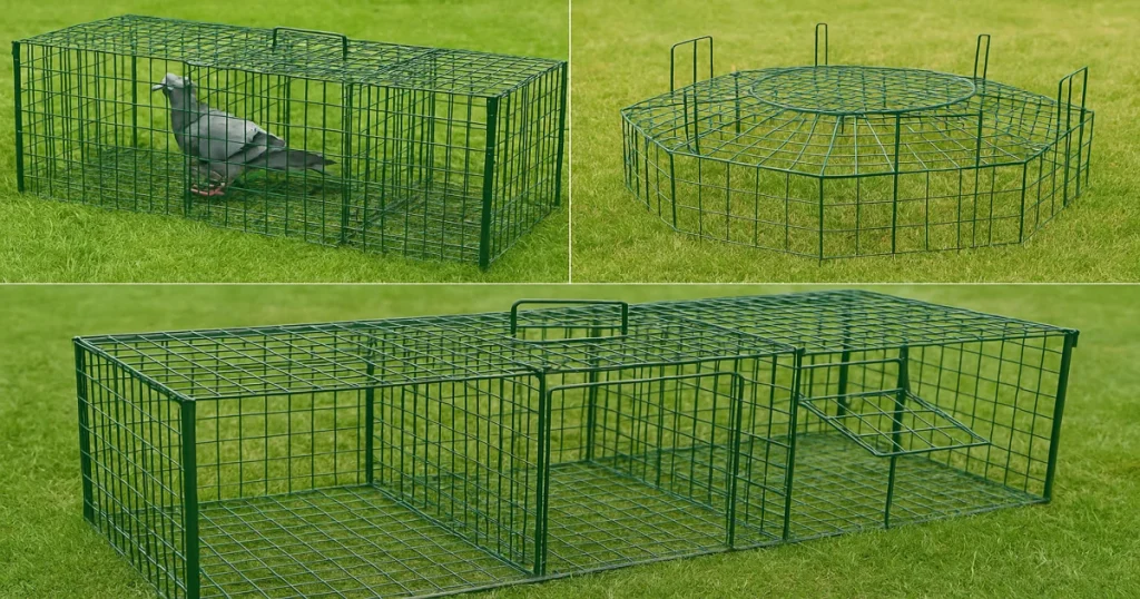 Gaiolas armadilha para aves: modelo retangular, octogonal e de 3 compartimentos
